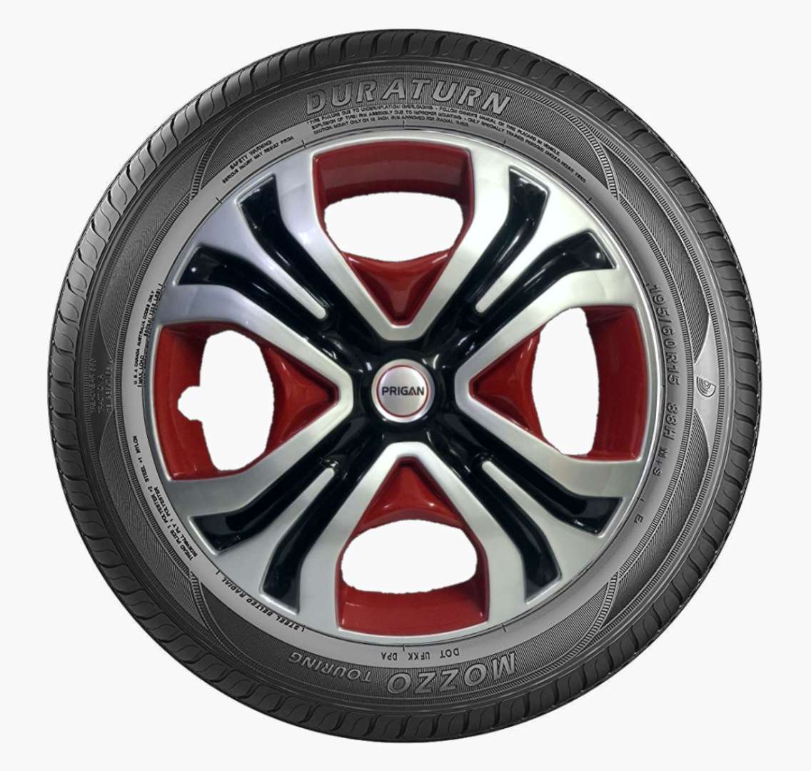 PRIGAN TIAGO TYPE-2 14 INCH SILVER BLACK RED WHEEL COVER  (Set of 4)  AVAILABLE IN 14 INCH - Image 3