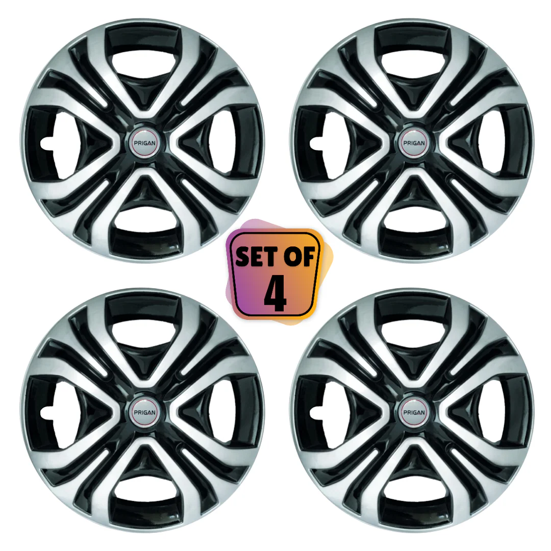 PRIGAN TIAGO TYPE-2 (GOLF) 14 INCH SILVER BLACK WHEEL COVER  (Set of 4)  AVAILABLE IN 14 INCH - Image 2