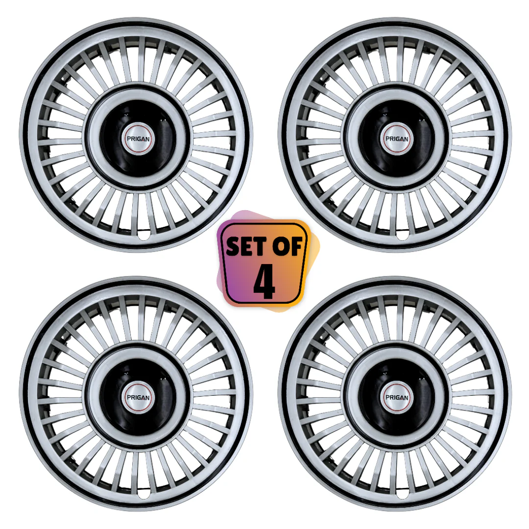 PRIGAN VINTAGE INCH SILVER BLACK WHEEL COVER  (Set of 4)  AVAILABLE IN 13,14 INCH - Image 2