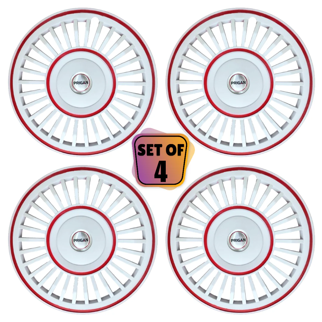 PRIGAN VINTAGE INCH WHITE RED WHEEL COVER  (Set of 4)  AVAILABLE IN 13,14 INCH - Image 2