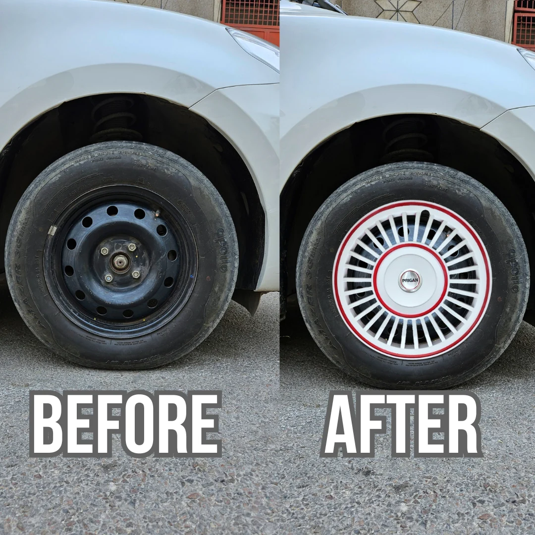 PRIGAN VINTAGE INCH WHITE RED WHEEL COVER  (Set of 4)  AVAILABLE IN 13,14 INCH - Image 3