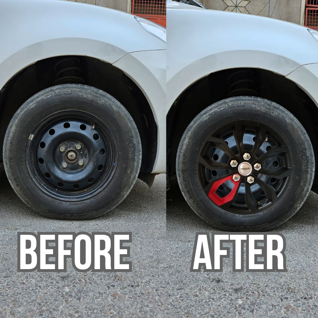PRIGAN VISION BLACK RED SINGLE WHEEL COVER  (Set of 4)  AVAILABLE IN 12,13,14,15,16 INCH - Image 3