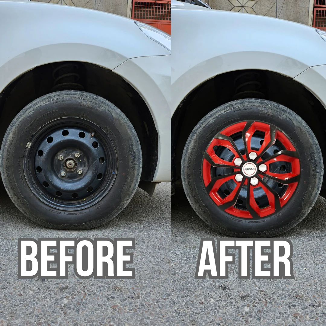 PRIGAN VISION BLACK RED WHEEL COVER  (Set of 4)  AVAILABLE IN 12,13,14,15,16  INCH - Image 3