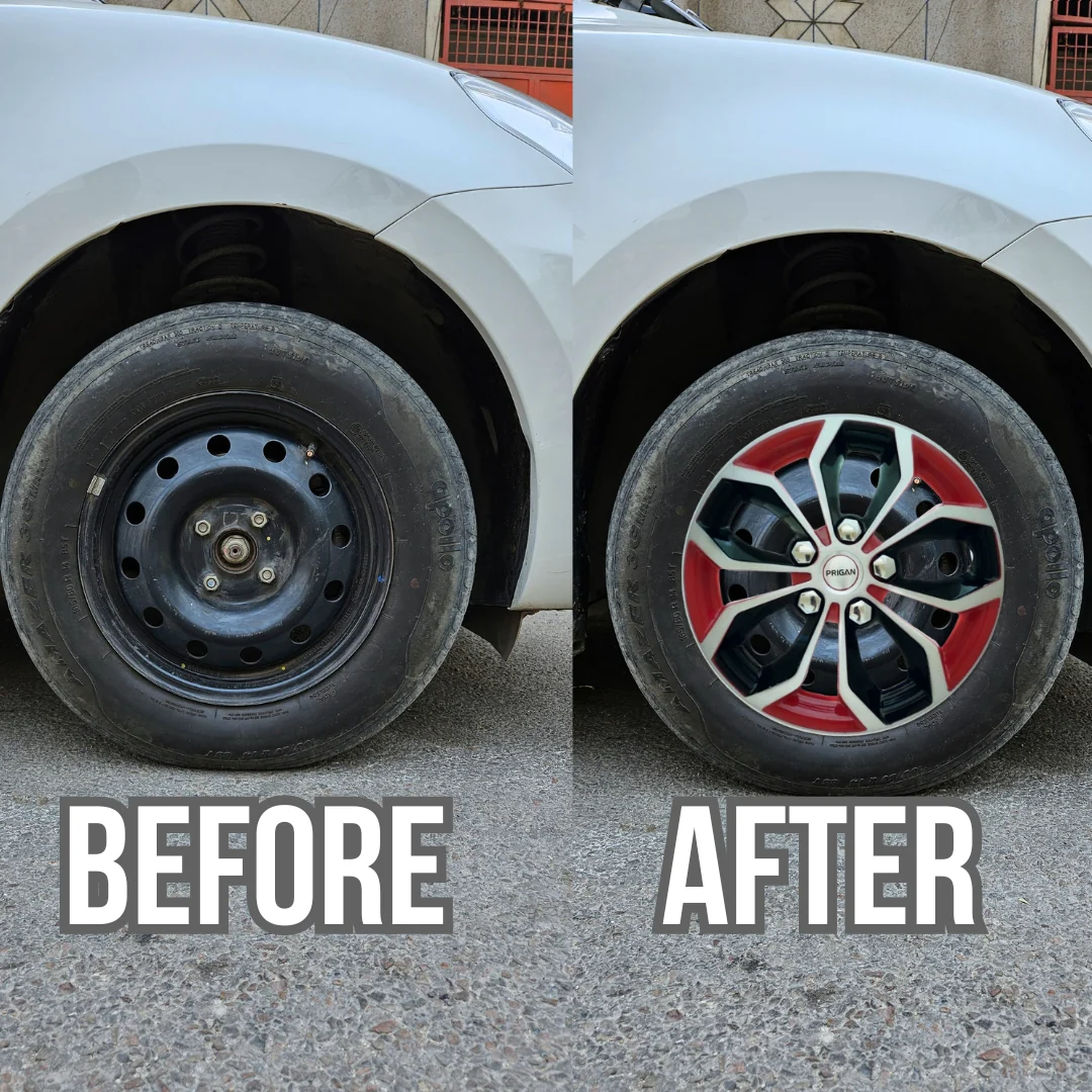 PRIGAN VISION BLACK SILVER RED WHEEL COVER  (Set of 4)  AVAILABLE IN 12,13,14,15,16  INCH - Image 3