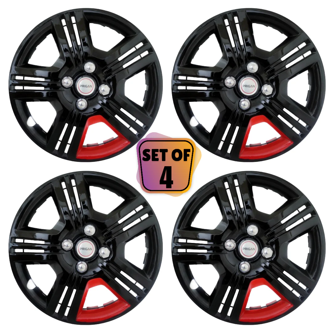PRIGAN VTEC BLACK RED WHEEL COVER  (Set of 4)  AVAILABLE IN 12,13,14 INCH - Image 2