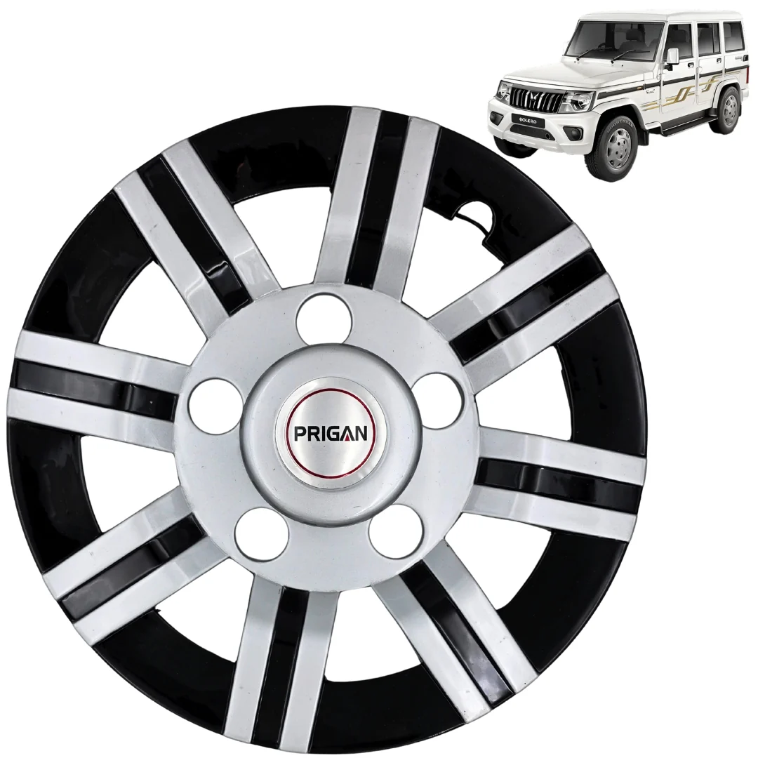 PRIGAN WHEEL COVER FOR BOLERO AND FORCE ONLY | SILVER BLACK WHEEL CAP  (Set of 4)  AVAILABLE IN 15 &16 INCH (MODEL- BOLERO/FORCE T4) - Image 2